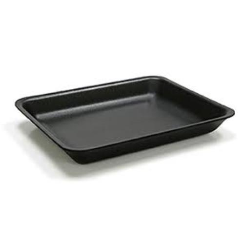 Pack of 125 #2 Foam Meat Trays, Black, 8" x 5.75" x .75"