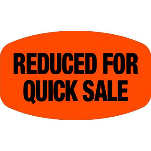 Roll of 1000 Oval Reduced For Quick Sale Labels, Small, Red Glo