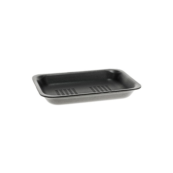 Case of 500 Pactiv #2 Black Foam Supermarket Trays 8.38" x 5.88" x 1.21"