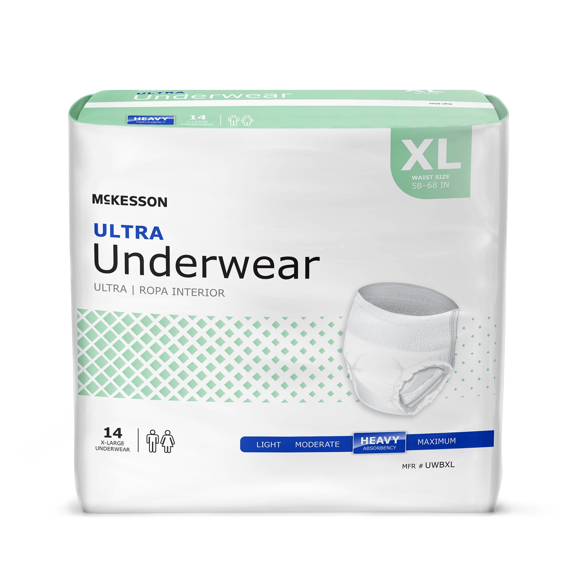 Bag of 14 Unisex Adult Absorbent Underwear McKesson Ultra Pull On with Tear Away Seams X-Large Disposable Heavy Absorbency