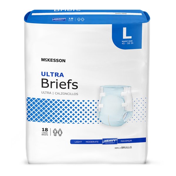 Bag of 18 Unisex Adult Incontinence Briefs McKesson Ultra Large Disposable Heavy Absorbency