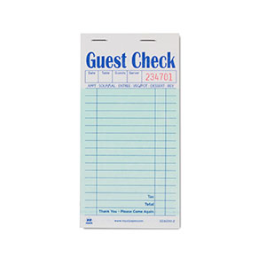 Pack of 10 AmerCareRoyal Interleaved Guest Check Books Paper Green 2 Part 17 Lines w/ Carbon