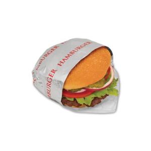 Pack of 500 Bagcraft Foil/Paper Honeycomb Insulated Wraps "Hamburger" Print 10.5" X 14"