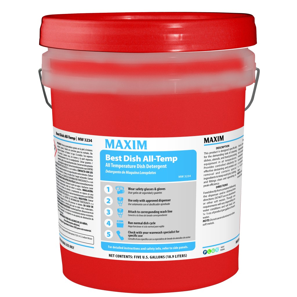 Maxim Best Dish All-Temp Detergent 5 Gallon No Scent MW3234