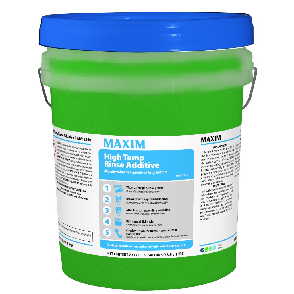 Maxim High Temp Rinse Additive 5 Gallon, No Scent, MW3340