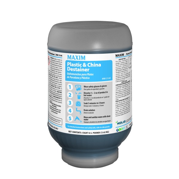 Maxim Plastic & China Destainer 2 oz / Gallon Blue 8lb
