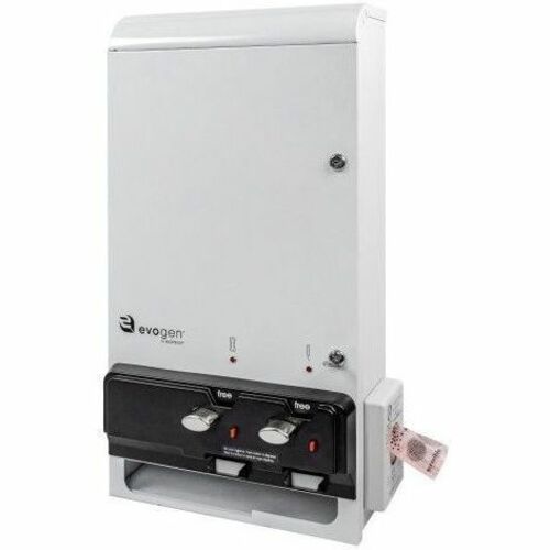 Hospeco Evogen EV1 Series EV1-FREE White Metal Surface-Mounted No-Touch No Coin Sanitary Napkin / Tampon Dispenser