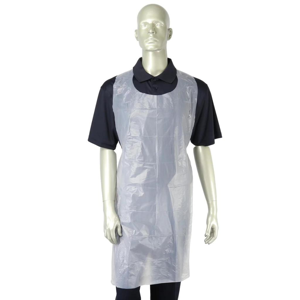 Box of 100 AmerCareRoyal Lightweight Poly Aprons White, 28" X 46", 2 Mil