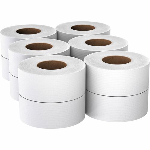 Case of 12 Scott JRT Jr. Bathroom Tissue White 3.55" x 1000' 100% RF Rolls