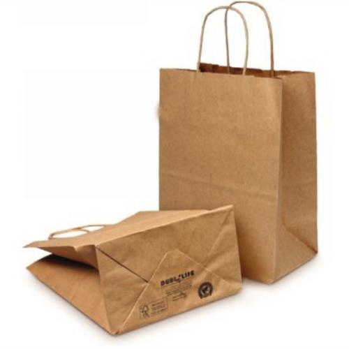 Case of 250 Duro Bistro 60# Basis Twist Handle Bags Kraft 10" X 6.75" X 12"