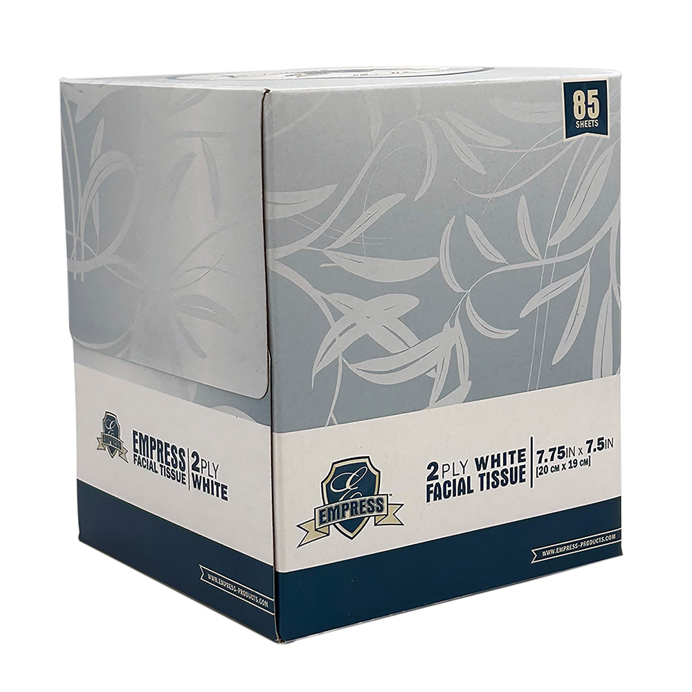 Case of 36 Empress Facial Tissue Boxes Cubed 7.75" x 7.5", White, 2-Ply