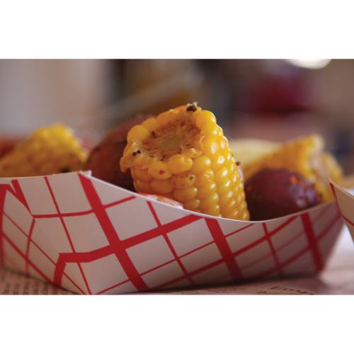 Pack of 250 Southern Champion Southland #200 Paperboard Food Trays Red Check 2 lb Capacity