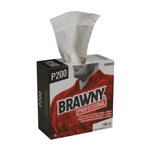 Box of 166 Brawny 16.7 x 9.22" White P200 Disposable Cleaning Towels