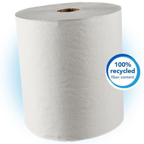 Scott Essential 100% Recycled Fiber Hard Roll Paper Towels (01052), White, 800' / Roll