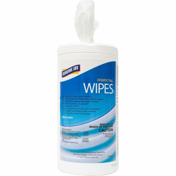 Canister of 75 Genuine Joe Disinfecting Wipes